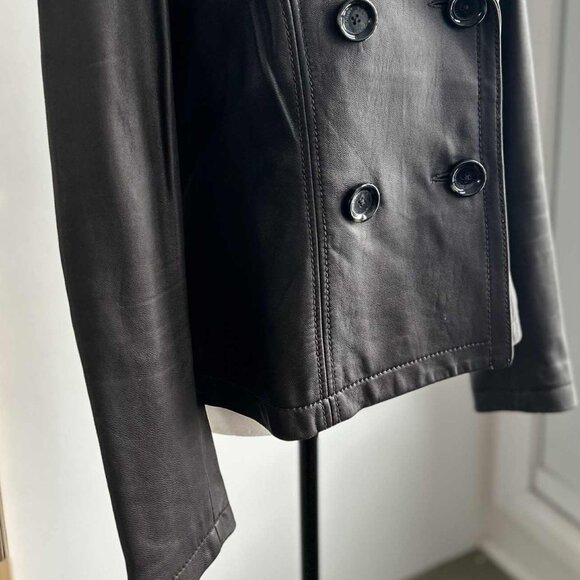 MICHAEL Michael Kors Espresso Leather Double Breasted Jacket – US L - Picture 2 of 13